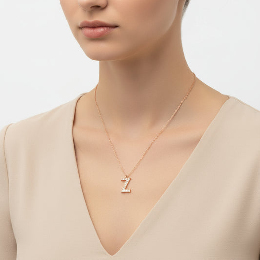 Rosévergoldete Damen-Silberkette mit Z-Buchstaben