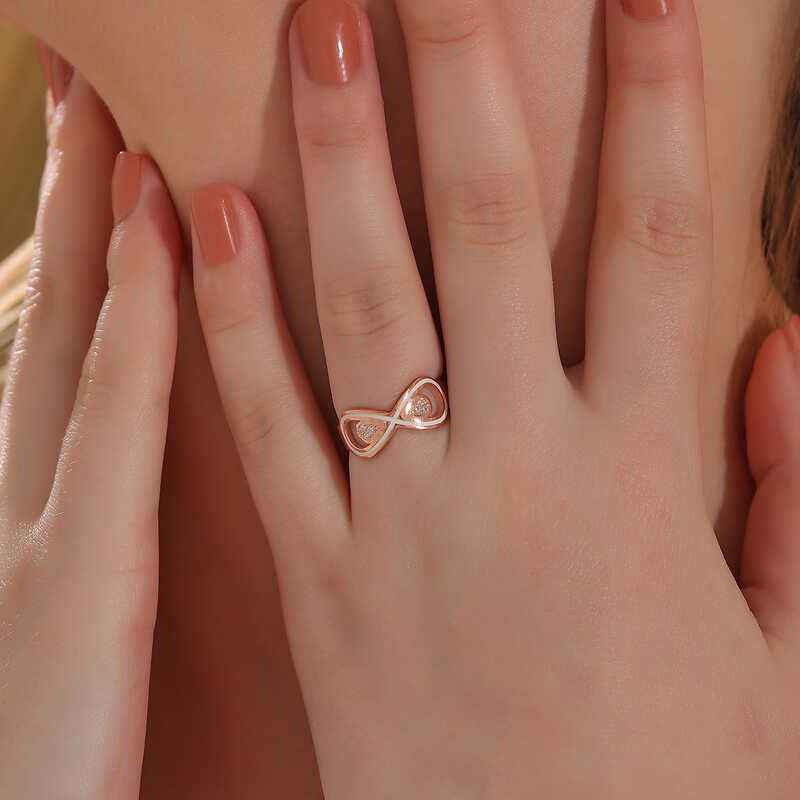 Rose Zircon Stone Infinity Women's Silver Ring