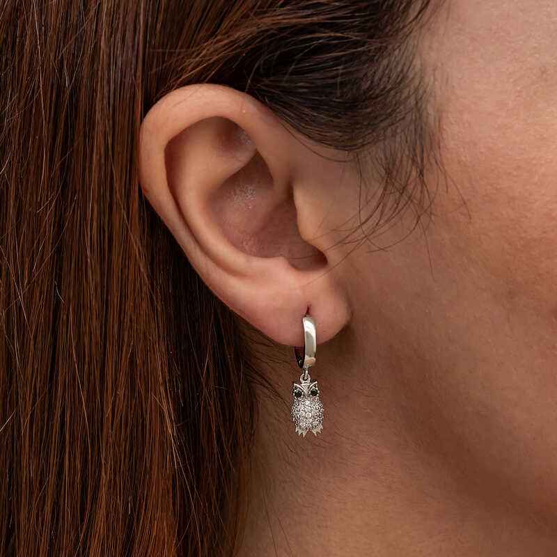 Dangling Owl Women's Silver Earrings