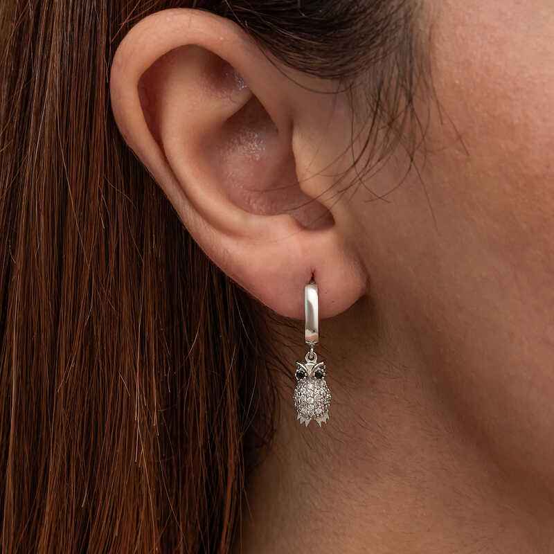Dangling Owl Women's Silver Earrings