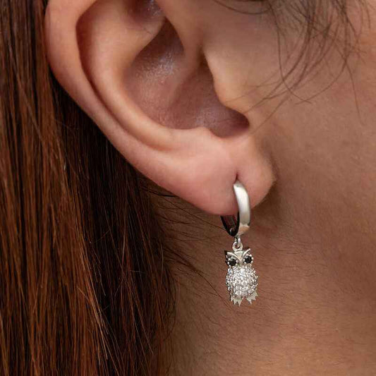 Dangling Owl Women's Silver Earrings