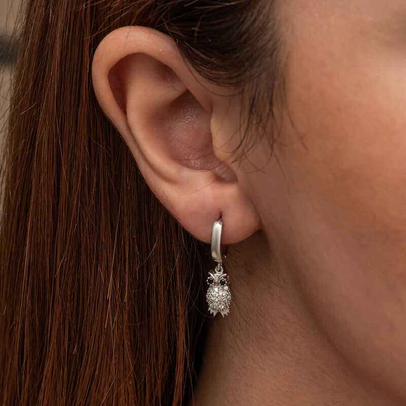 Dangling Owl Women's Silver Earrings