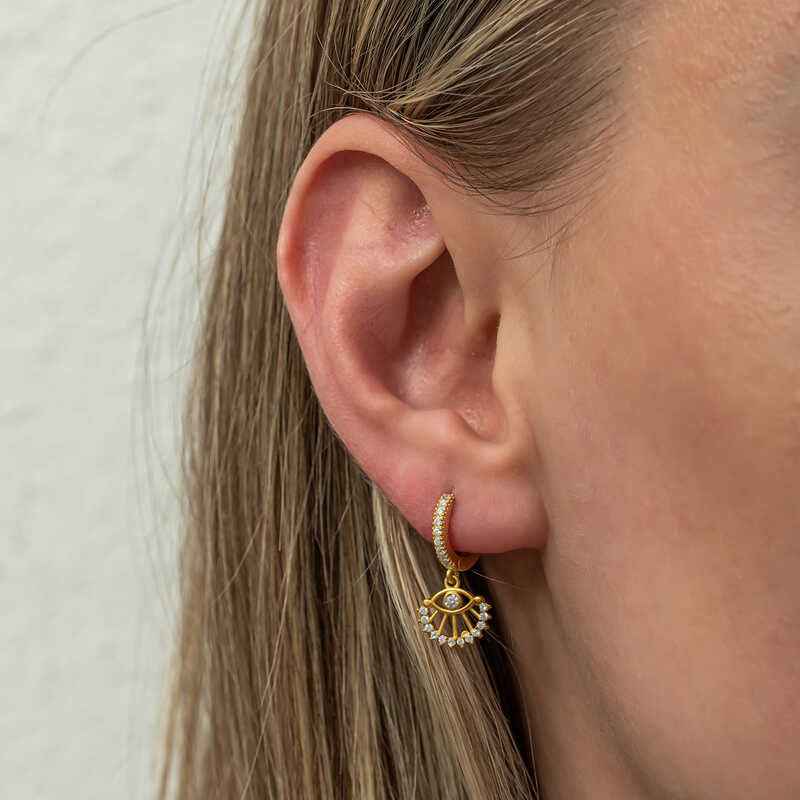 Gold Plated Dangling Eye Women's Silver Earrings