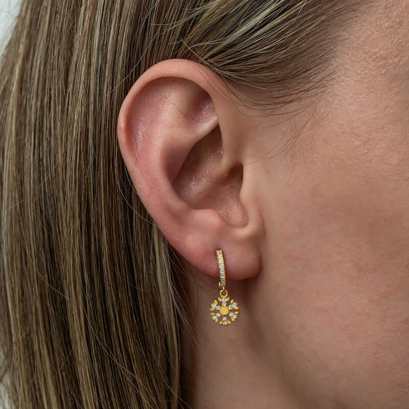 Gold Plated Snowflake Dangle Women's Silver Earrings