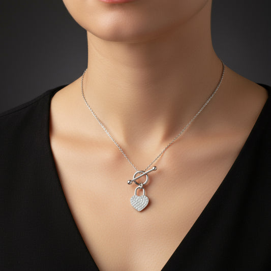 Swinging Heart Women's Silver Necklace