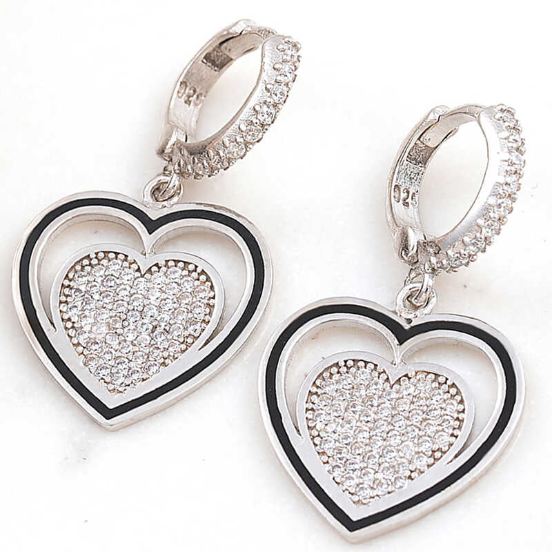 Dangling Heart Women's Silver Earring