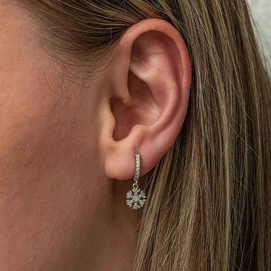 Dangling Snowflake Women's Silver Earring