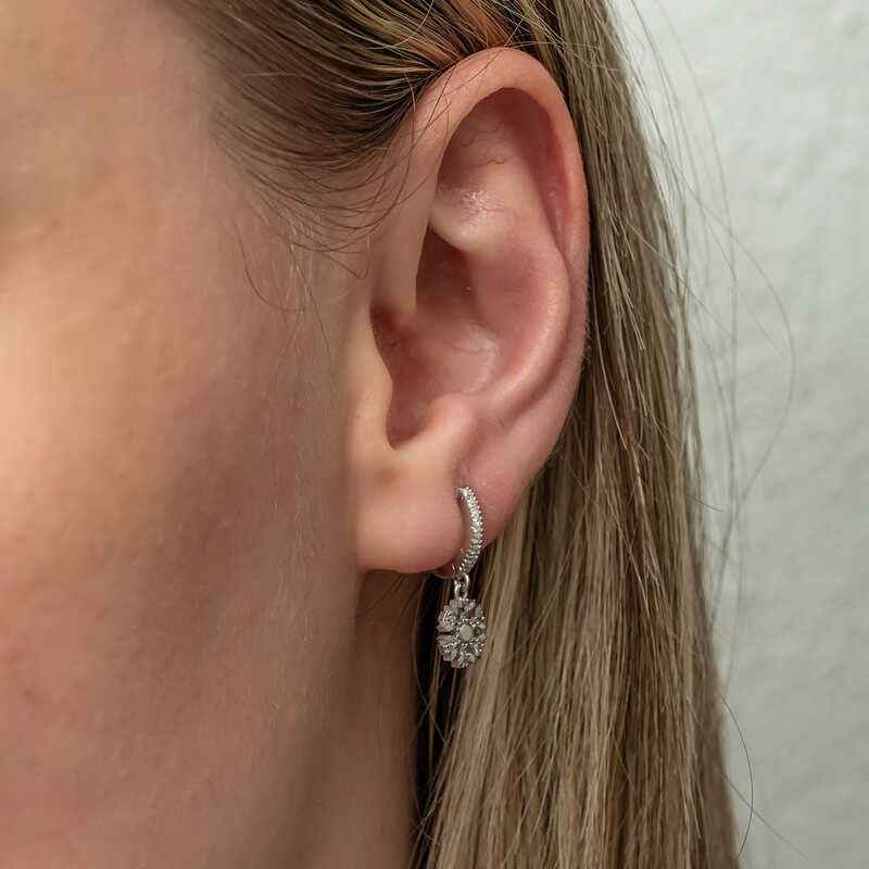 Dangling Snowflake Women's Silver Earring