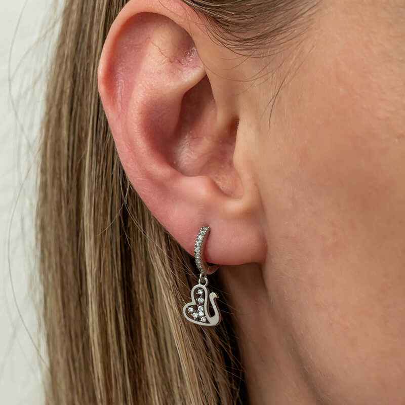 Swinging Swan Women's Silver Earrings