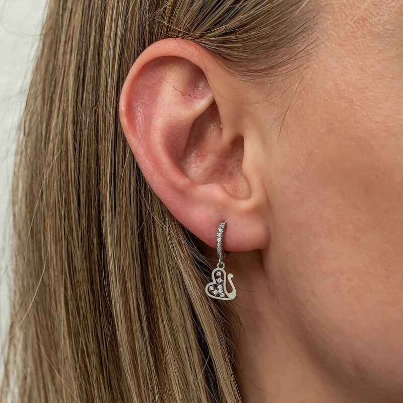 Swinging Swan Women's Silver Earrings