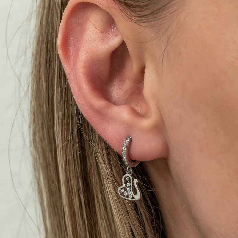 Swinging Swan Women's Silver Earrings