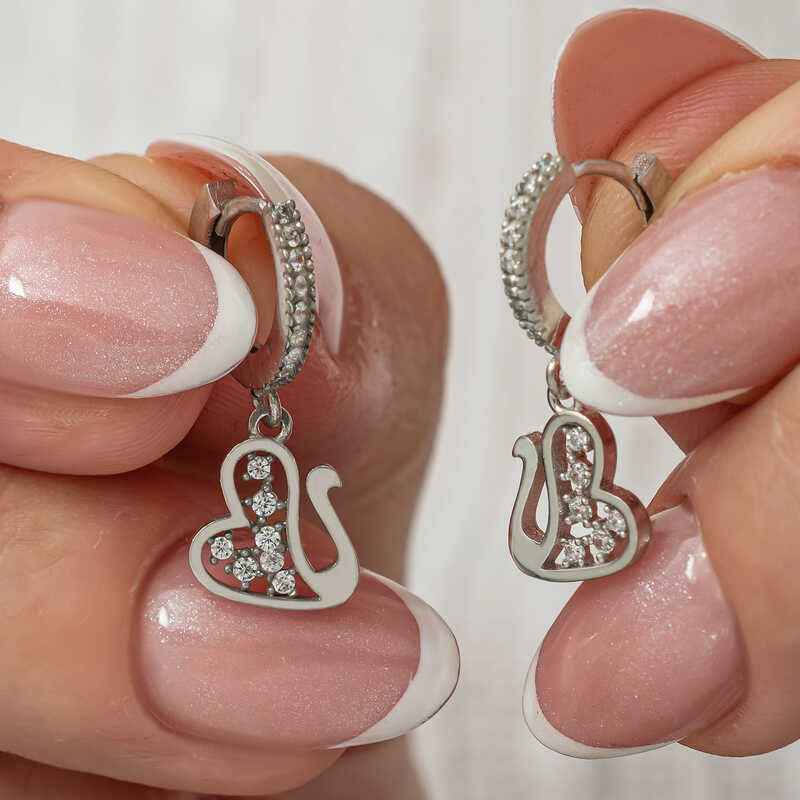 Swinging Swan Women's Silver Earrings