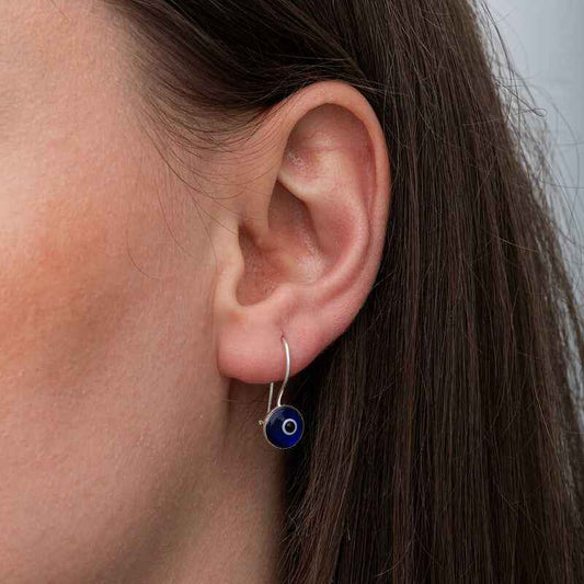 Dangling Evil Eye Women's Silver Earrings