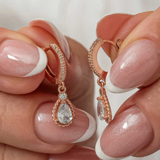 Dangling Rose Drop Damen Silber Ohrring