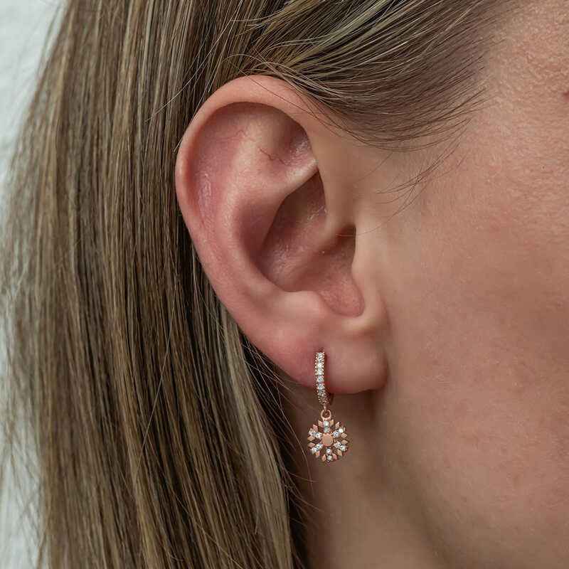 Dangling Rose Snowflake Women's Silver Earring