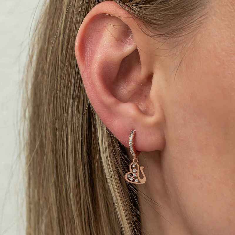 Swinging Rose Swan Women's Silver Earrings