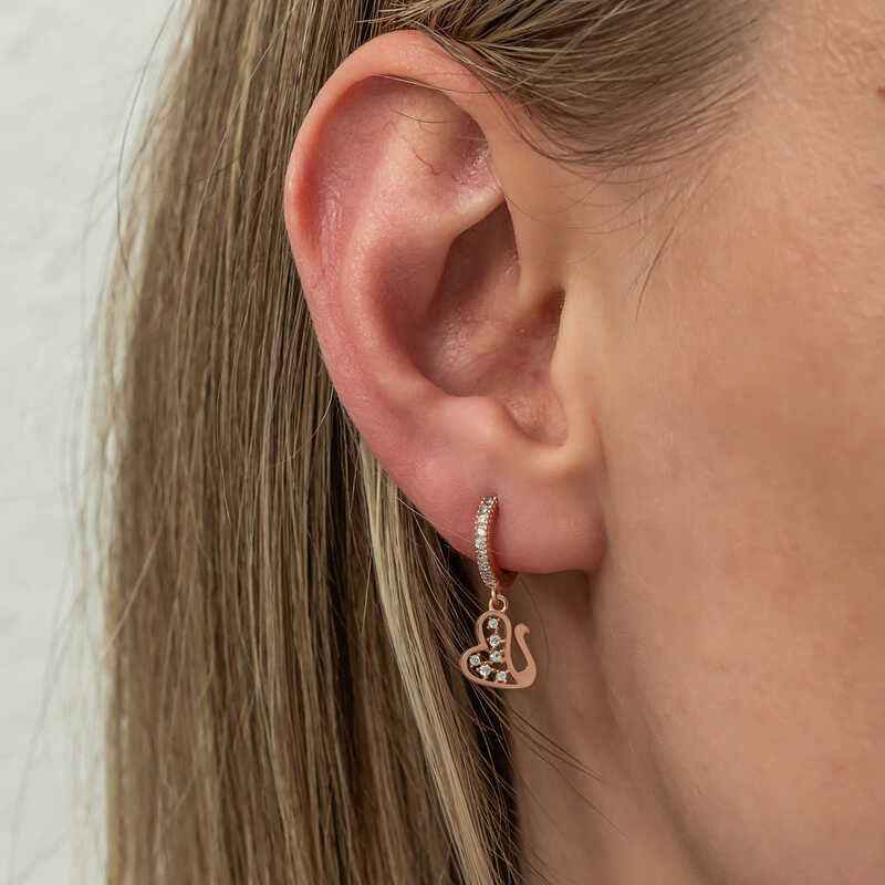 Swinging Rose Swan Women's Silver Earrings