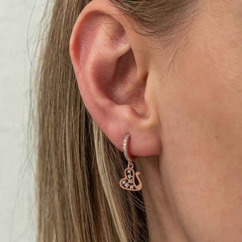 Swinging Rose Swan Women's Silver Earrings