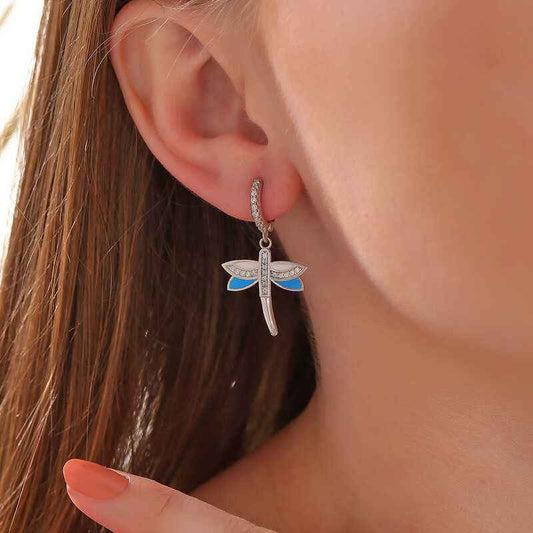 Dangling Dragonfly Women's Silver Earring