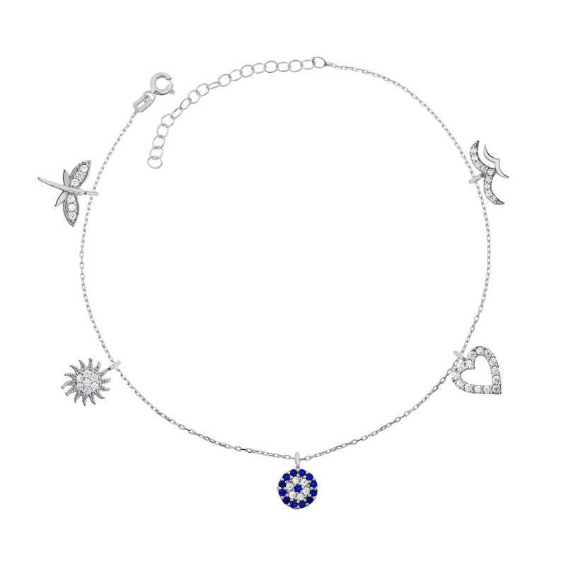 Bracelet de cheville en argent pour femme Luck