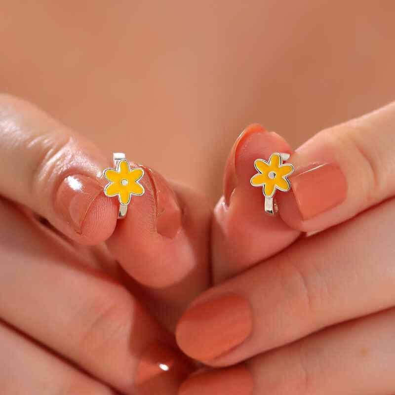 Yellow Flower Children's Silver Earring