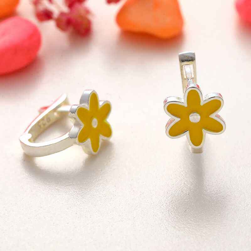 Yellow Flower Children's Silver Earring