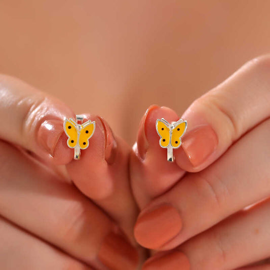 Yellow Butterfly Children's Silver Earring