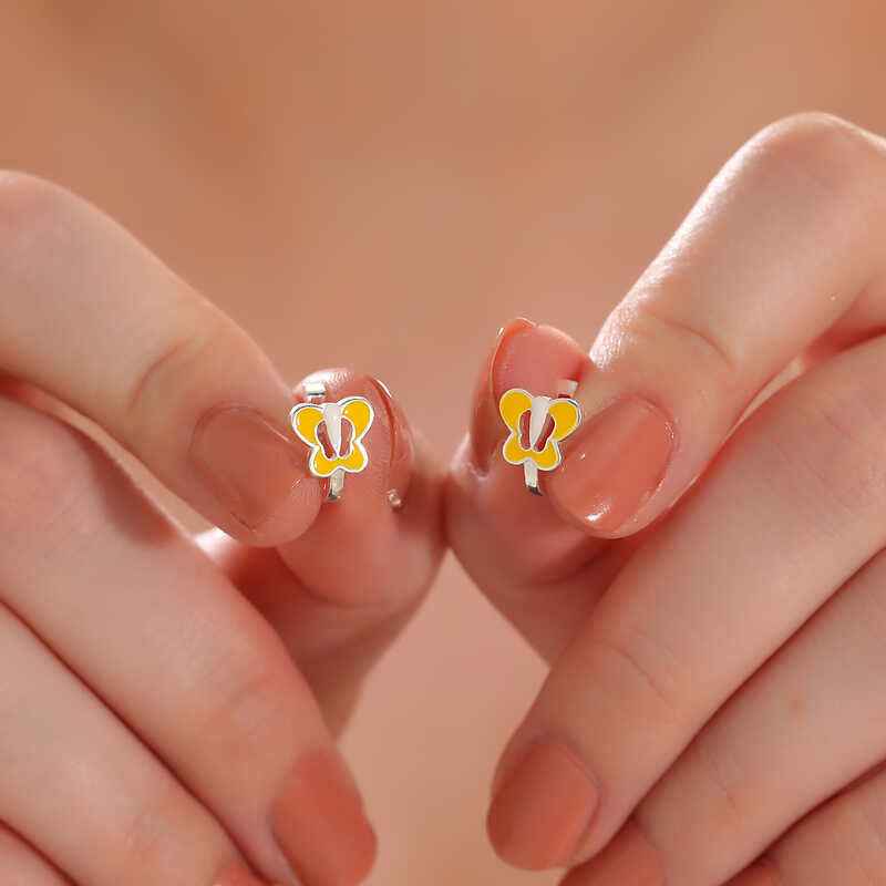 Yellow Butterfly Children's Silver Earring