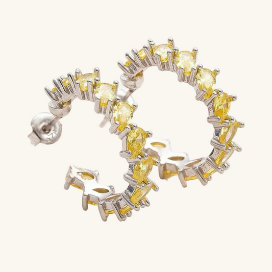 Boucles d'oreilles pendantes en argent pour femme avec pierre jaune