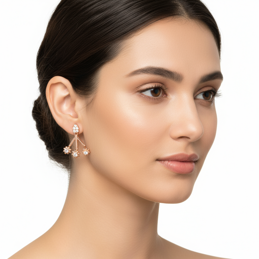 Magische Blume Rose plattierte Silberohrringe