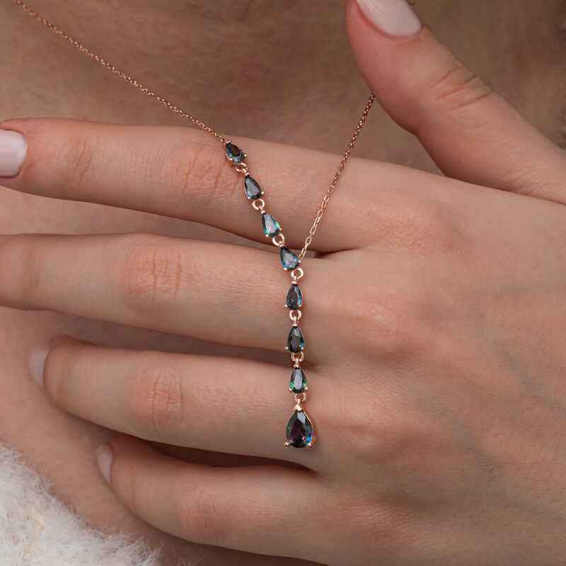Sequential Mystic Topaz Stone Drop Women's Silver Pendant