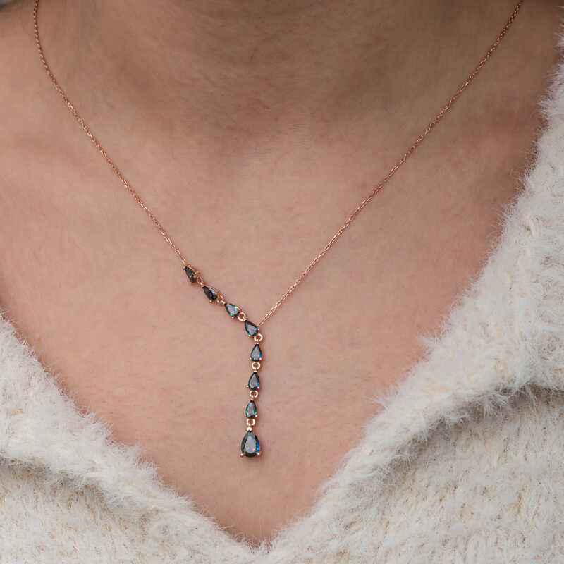Sequential Mystic Topaz Stone Drop Women's Silver Pendant
