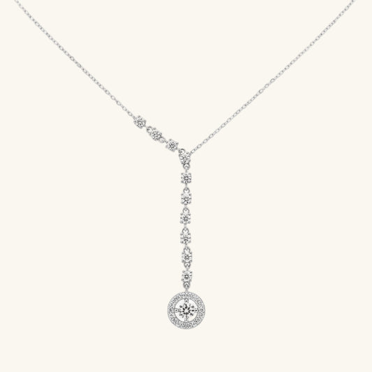 Sequential Zircon Stone Circle Women's Silver Necklace