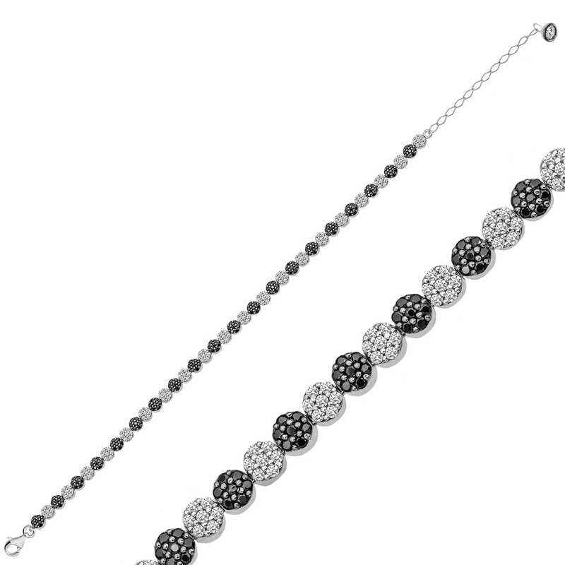 Black and White Waterway Women's Silver Bracelet