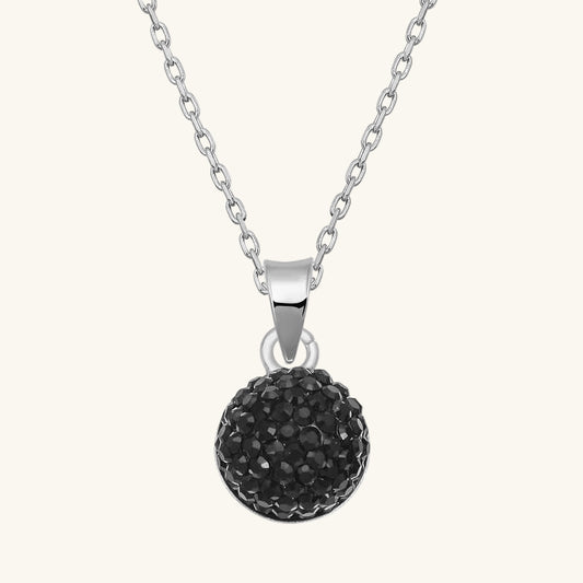 Schwarze Kristallstein Damen Silber Halskette