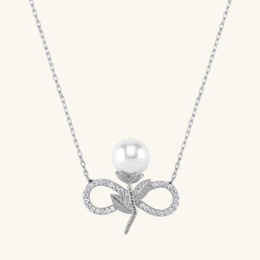 Infinite Pearl Women's Silver Necklace