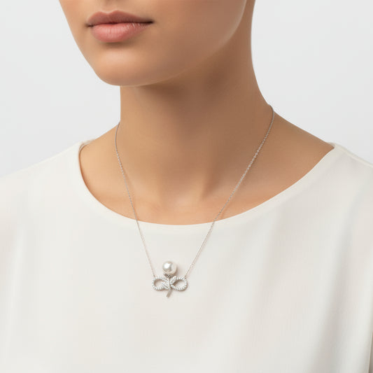 Infinite Pearl Women's Silver Necklace