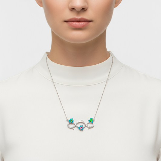 Flower-Infinity Women's Silver Necklace