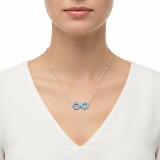 Opalstein-Unendlichkeits-Silberkette