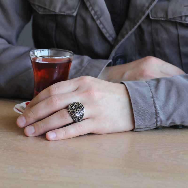 Silver Seal of Prophet Solomon Men's Ring