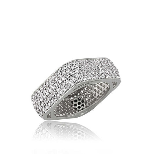 5-reihiger quadratischer Eternity-Ehering aus Silber für Damen