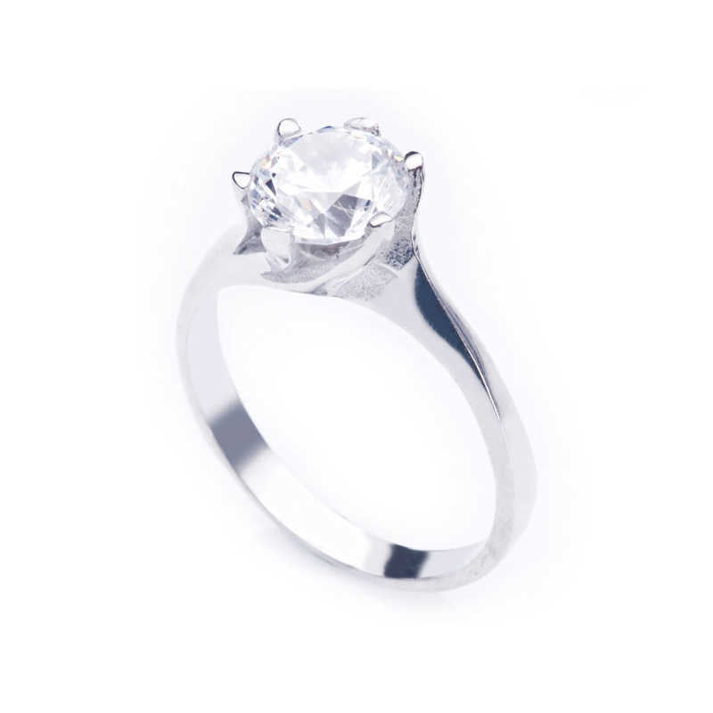 Single Stone Women's Silver Ring