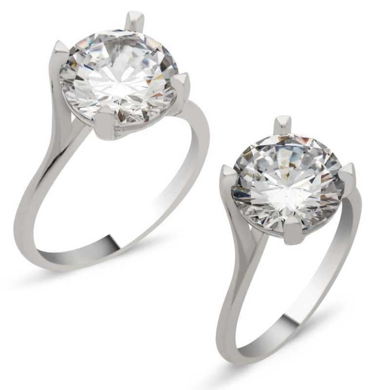 Single Stone Women's Silver Ring
