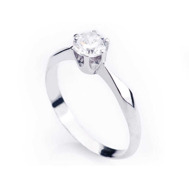 Single Stone Women's Silver Ring