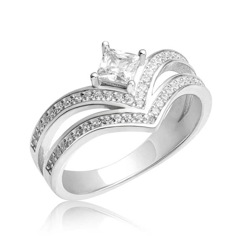 Single Stone Women's Silver Ring