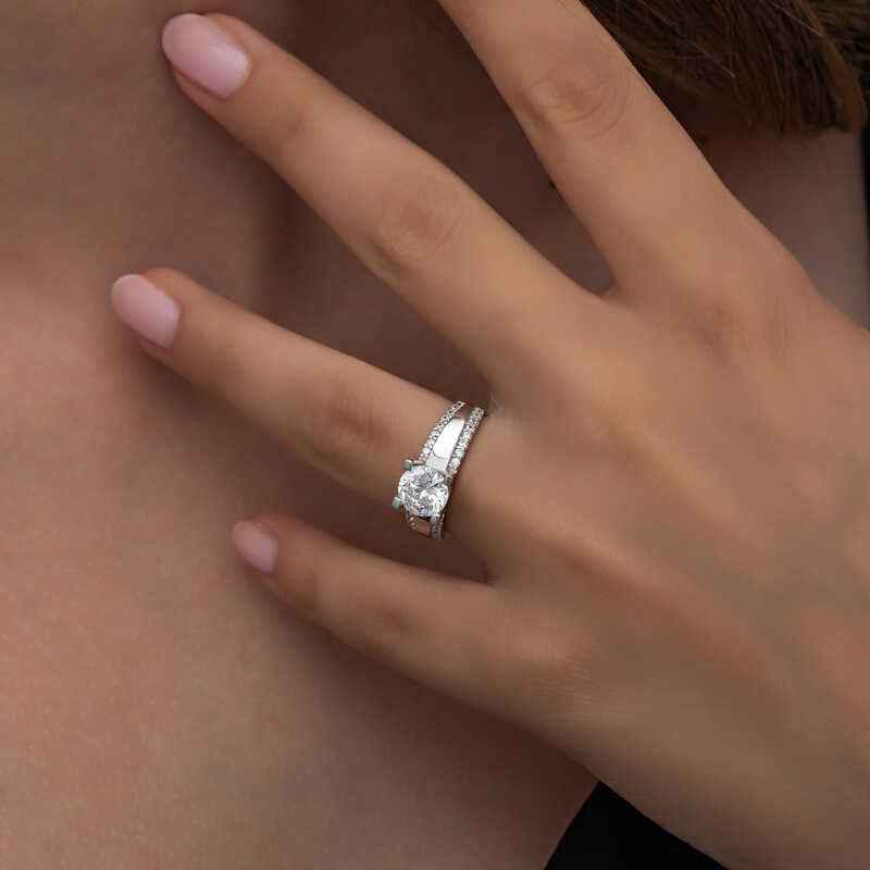 Single Stone Women's Silver Ring