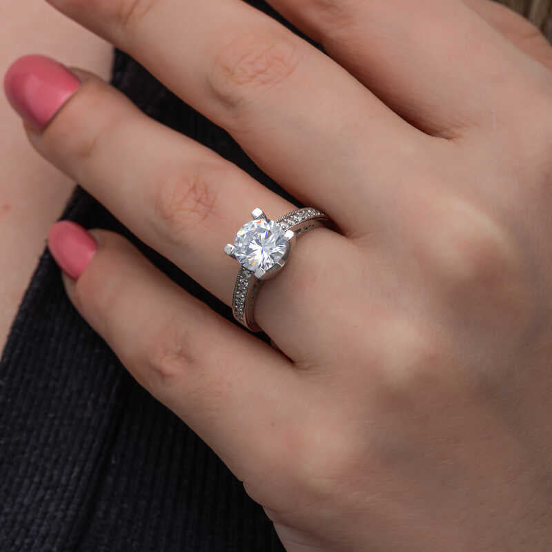 Single Stone Women's Silver Ring