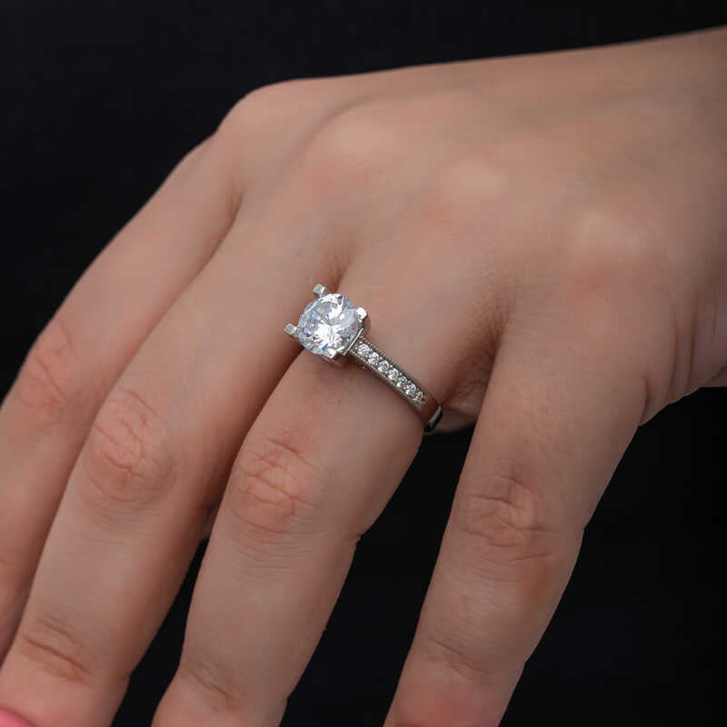 Single Stone Women's Silver Ring