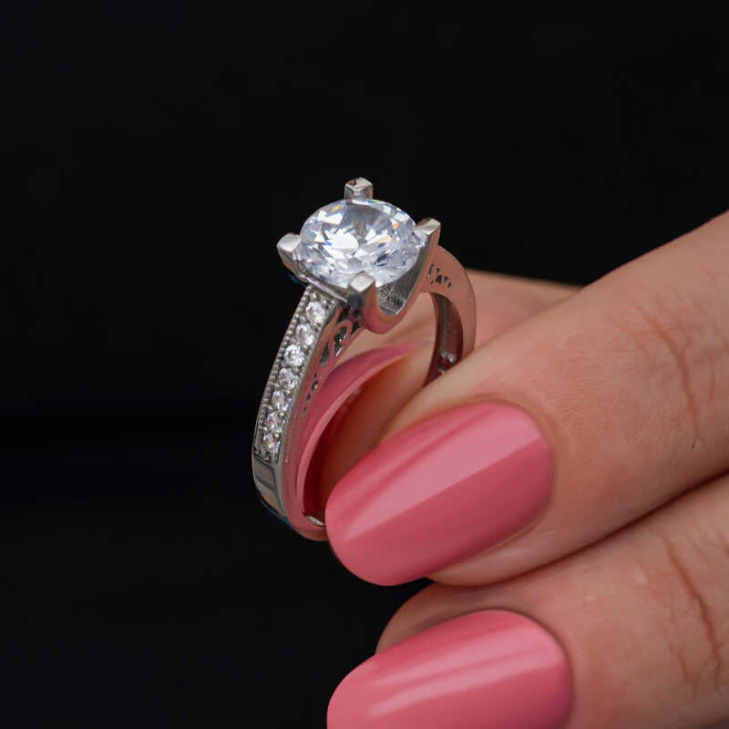 Single Stone Women's Silver Ring