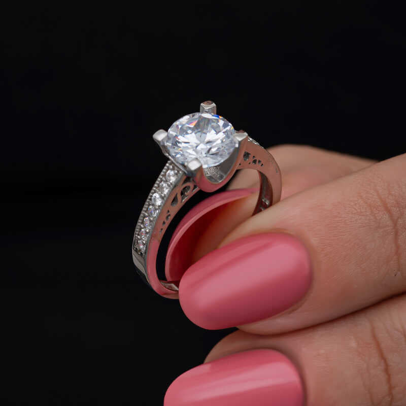 Single Stone Women's Silver Ring